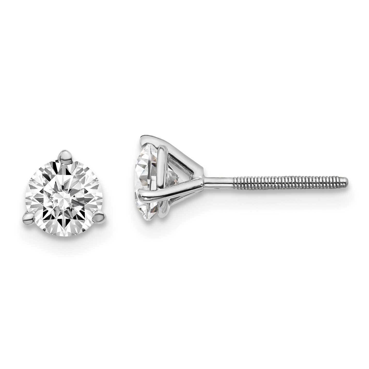 1ctw VS/SI D E F Lab Grown Diamond 3 Prong Screwbk Earrings 14k White Gold EM1007S-100-WLD, MPN: EM…