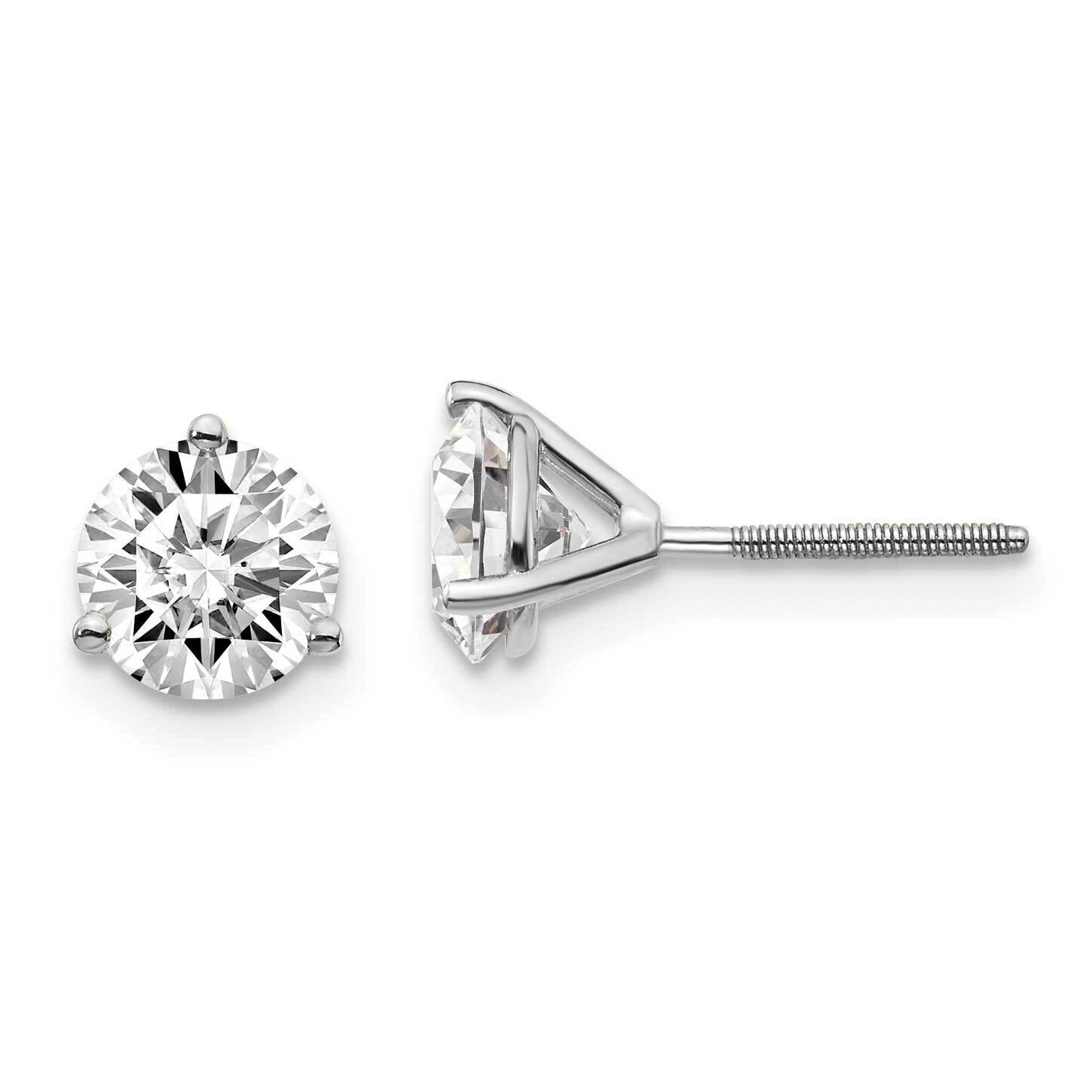 1 1/2ctw SI1/SI2 G H I Lab Grown Diamond 3 Prong Screwbk Earrings 14k White Gold EM1007S-150-WLG, M…