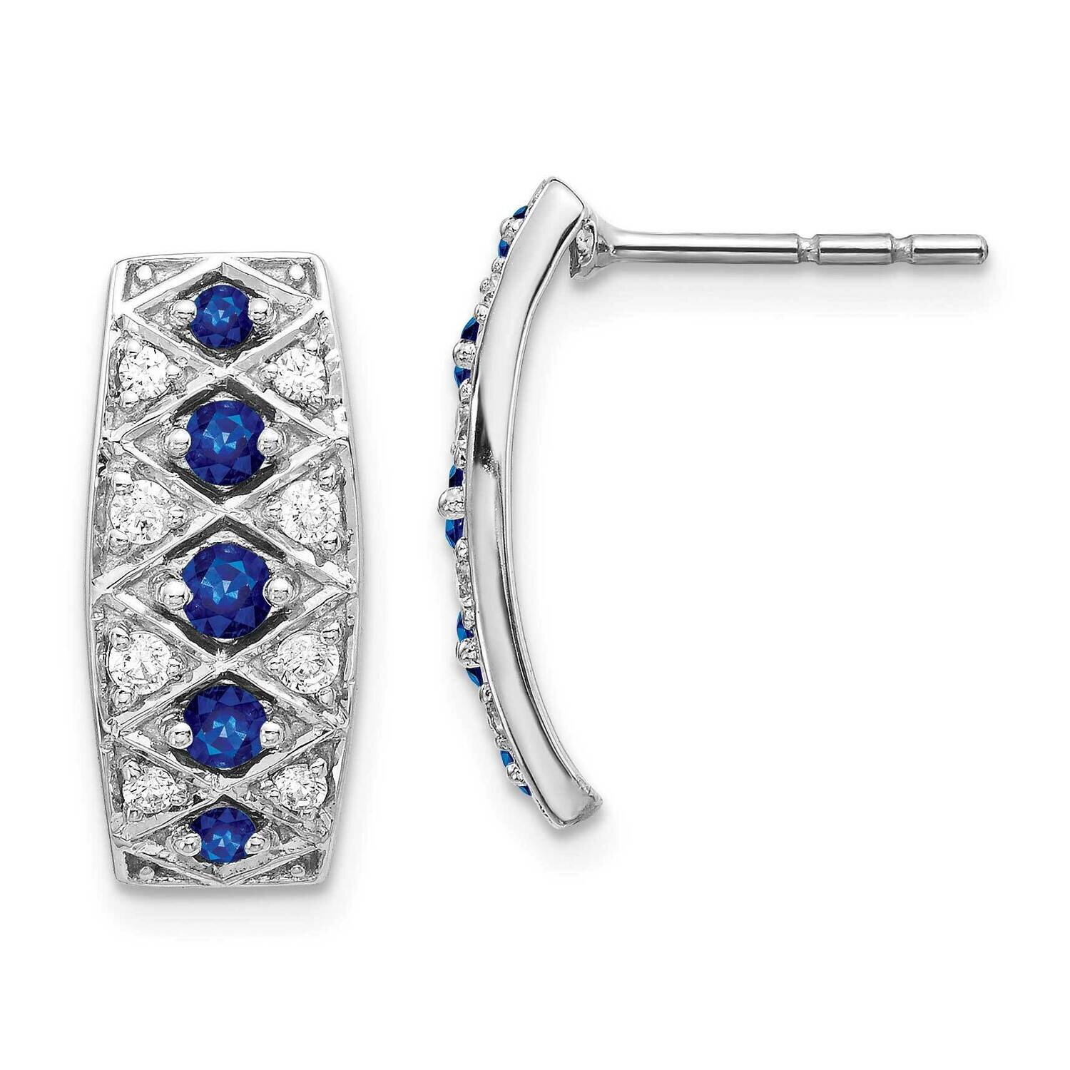 SI1/SI2 G H I &amp; Cr. Sapphire Fancy Earrings 14k White Gold Lab Grown Diamond EM3850-SA-030-WLG, MPN…