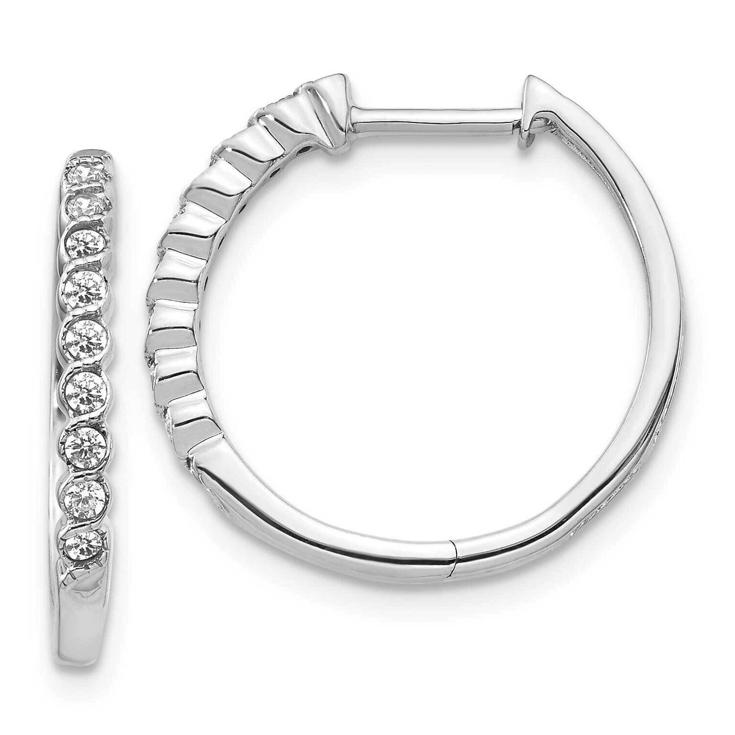 Polished Lab Grown Diamond SI1/SI2 G H I Hinged Hoop Earrings 14k White Gold EM5401-025-WLG, MPN: E…