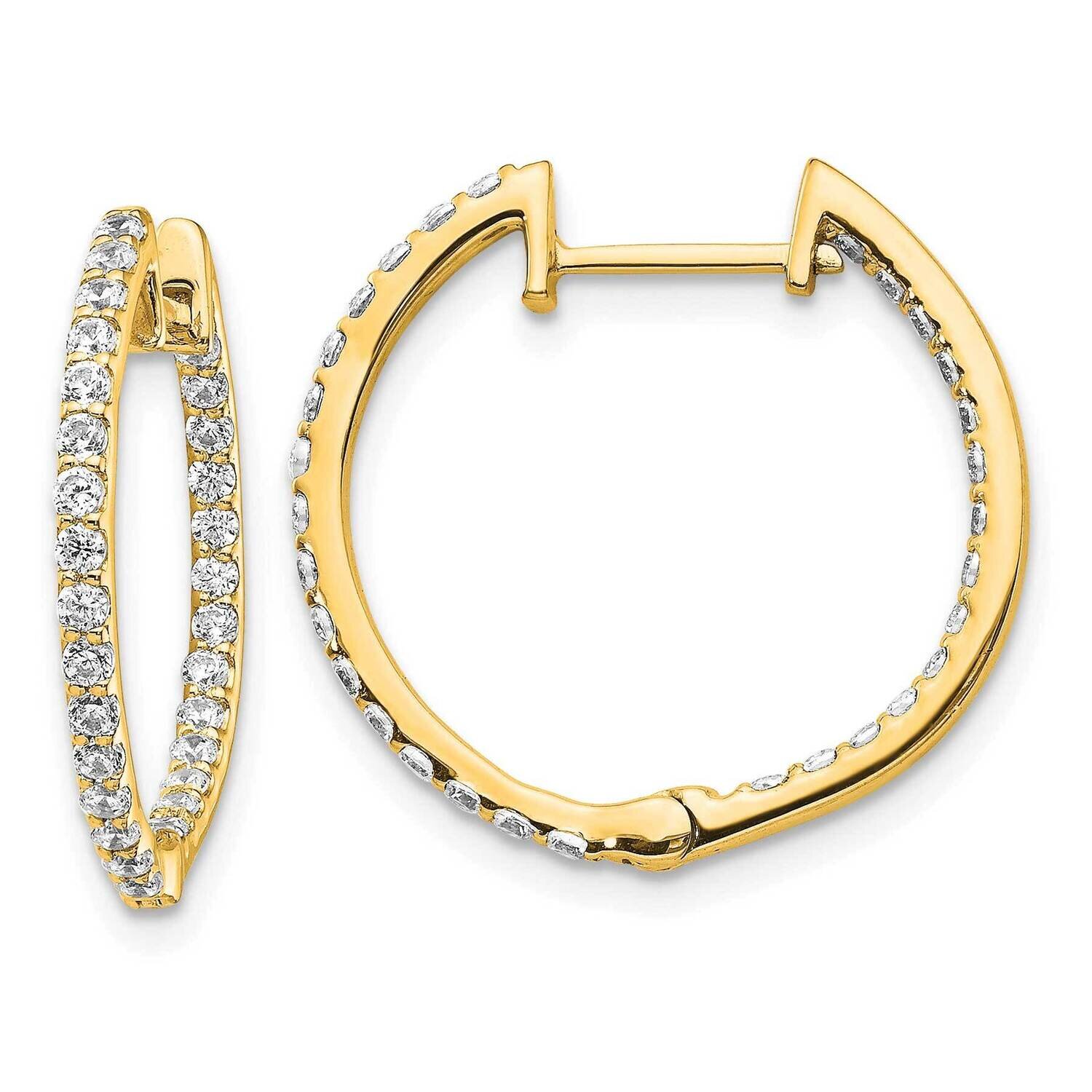 SI1/SI2 G H I In &amp; Out Hinged Hoop Earrings 14k Yellow Gold Lab Grown Diamond EM5425-075-YLG, MPN: …