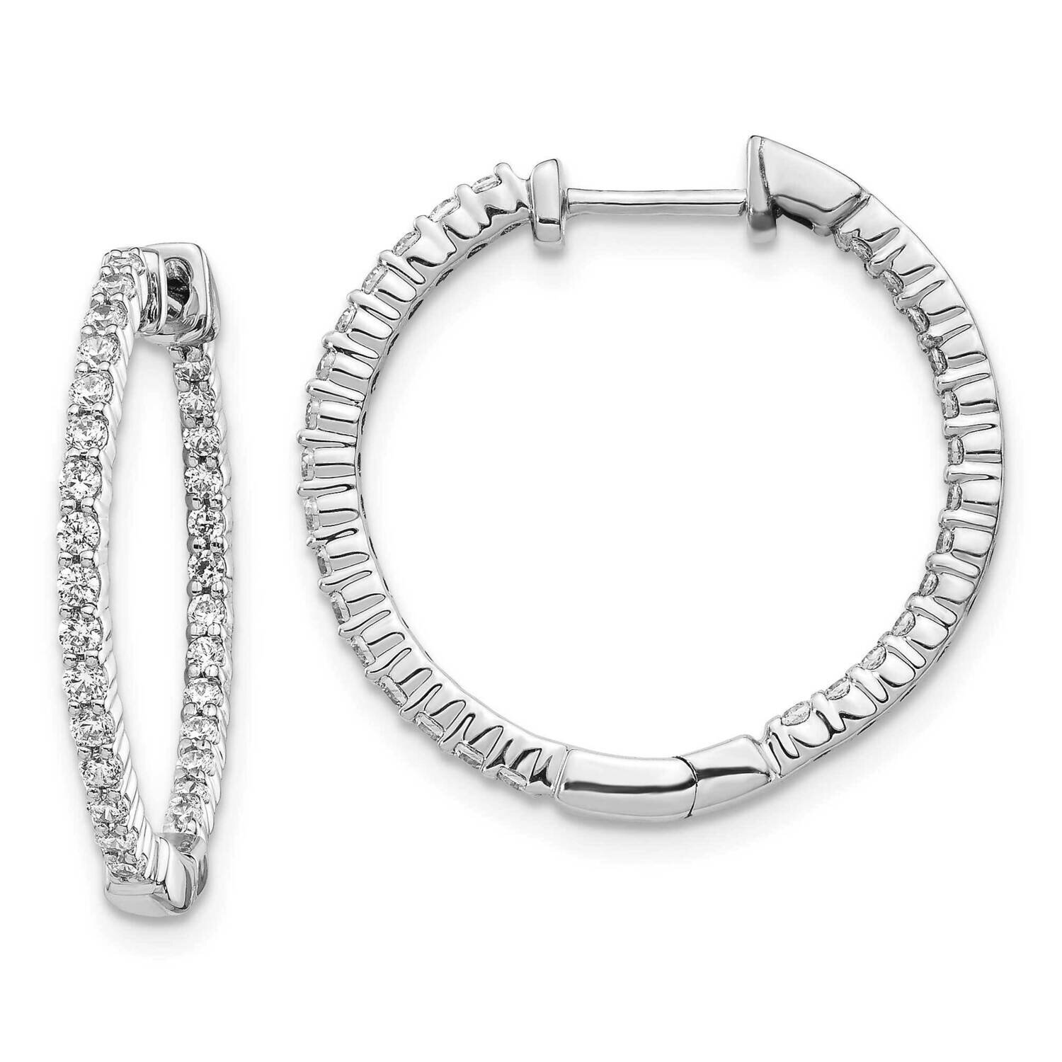 Polished Lab Grown Diamond SI1/SI2 G H I In &amp; Out Hinged Hoop Earri 14k White Gold EM5431-062-WLG, …