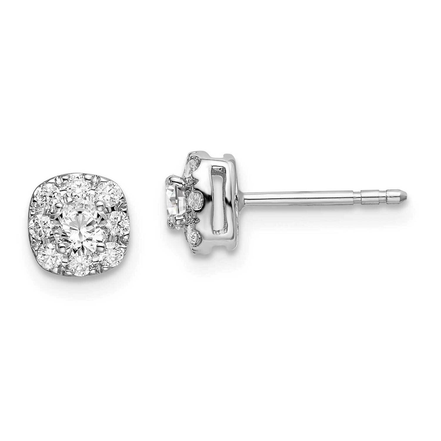 SI1/SI2 G H I Cushion Halo Earrings 14k White Gold Lab Grown Diamond EM6636-050-WLG, MPN: EM6636-05…