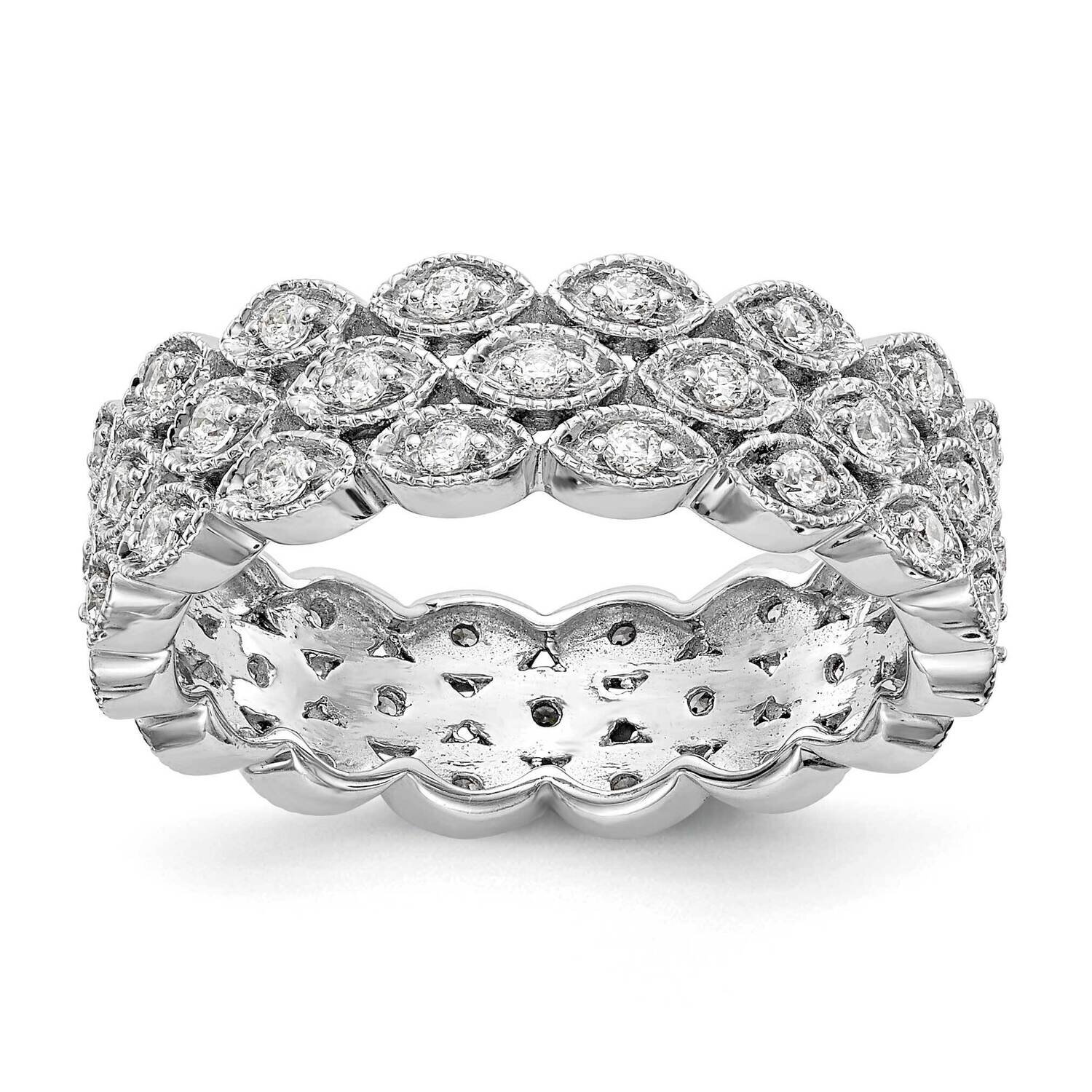 3 Row Marquise Shaped Lab Grown Diamond SI1/SI2 G H I Eternity Band 14k White Gold ET0040-050-7WLG,…