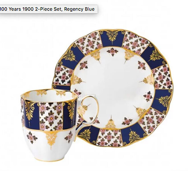 Royal Albert 100 Years 1900 2-Piece Set Mug & Plate 8 Inch Regency Blue 40035587