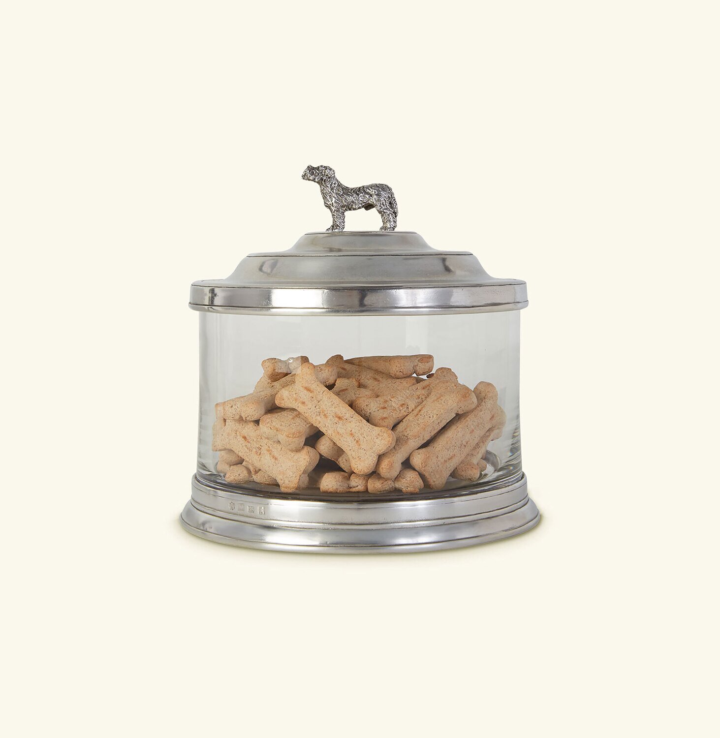 Match Pewter Glass Cookie Jar with Dog Finial 1301