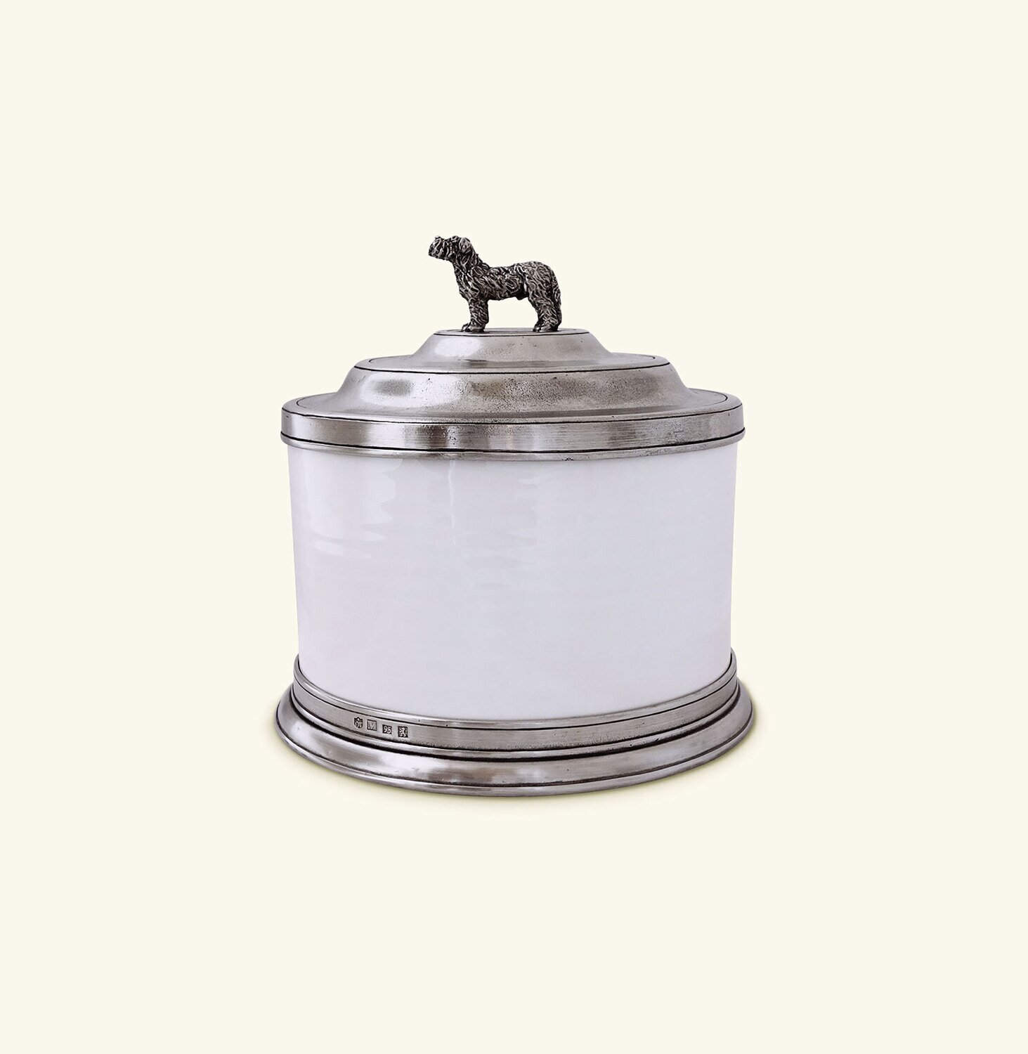 Match Pewter Convivio Cookie Jar with Dog Finial 1555