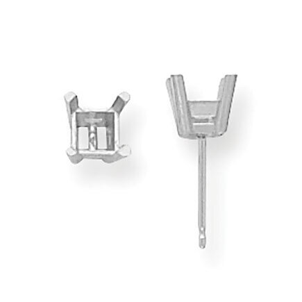 Princess 4-Prong .12ct. Earring Setting 18k White Gold 8W364, MPN: 8W364,