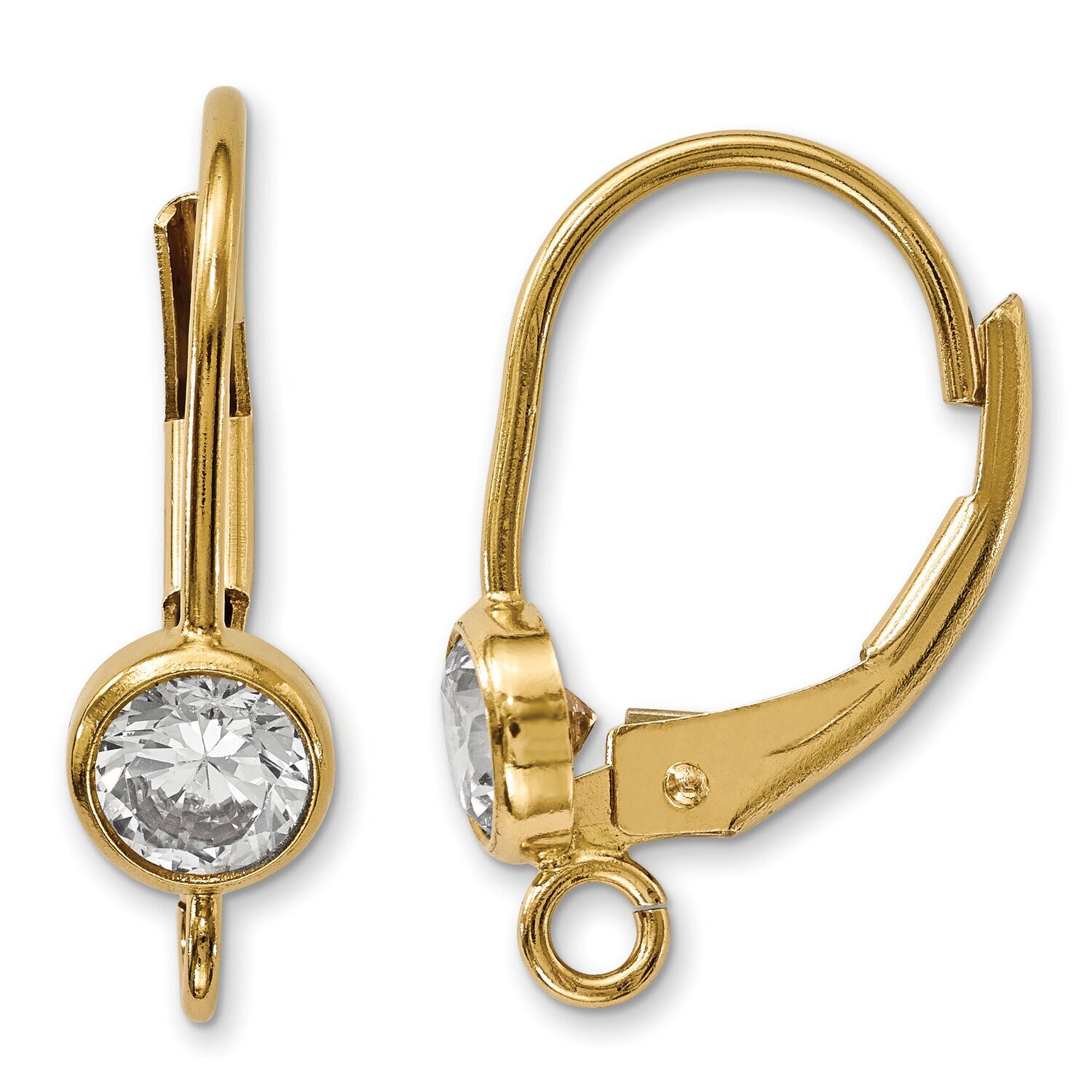 4.0mm CZ Bezel with Ring Leverback Gold Filled GF4917, MPN: GF4917,