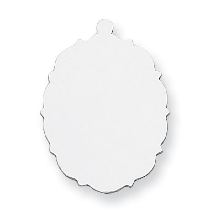 Fancy Oval Disc with Eyelet Stamping Sterling Silver Rhodium-plated SS1259, MPN: SS1259,