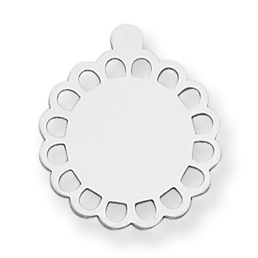 Open Round Scalloped Shape with Eyelet Stamping Sterling Silver Rhodium-plated SS1286