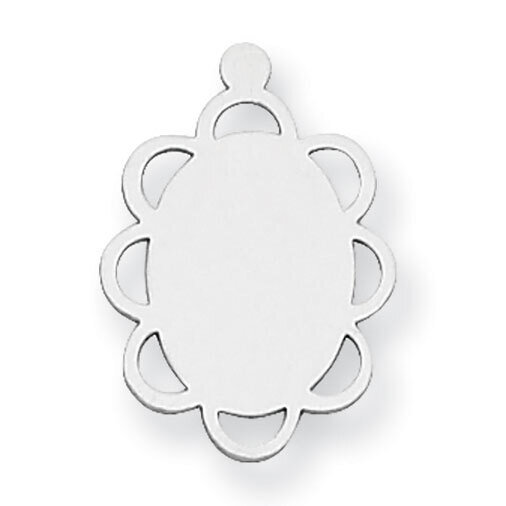 Rhod-plated Open Oval Scalloped with Eyelet Stamping Sterling Silver SS1288, MPN: SS1288,