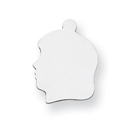 Girls Head with Eyelet Stamping Sterling Silver Rhodium-plated SS1363, MPN: SS1363,