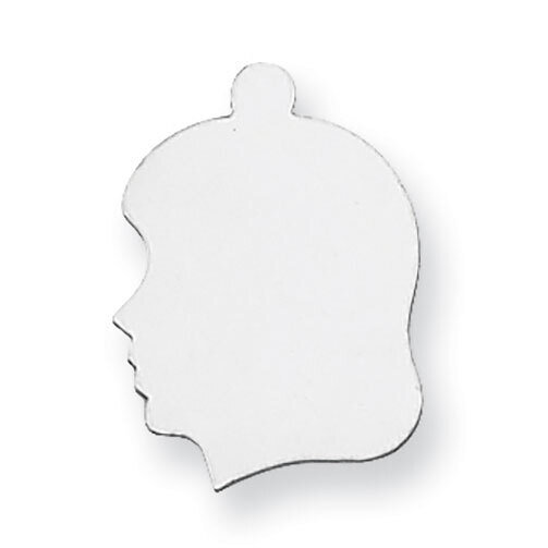 Girls Head with Eyelet Stamping Sterling Silver Rhodium-plated SS1365, MPN: SS1365,