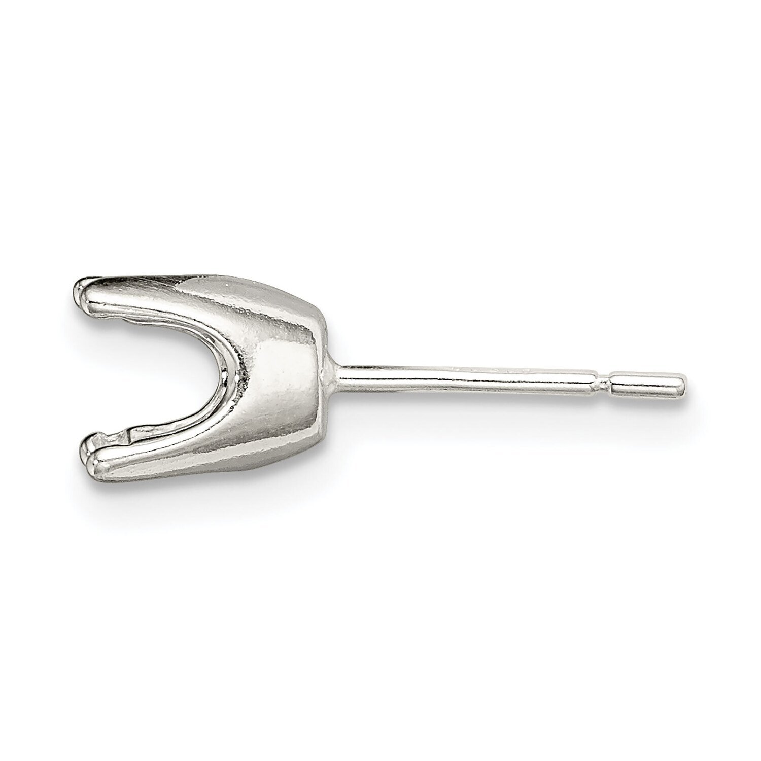 Round 4-Prong Closed Back 3.0mm Earring Setting Sterling Silver SS3002, MPN: SS3002,