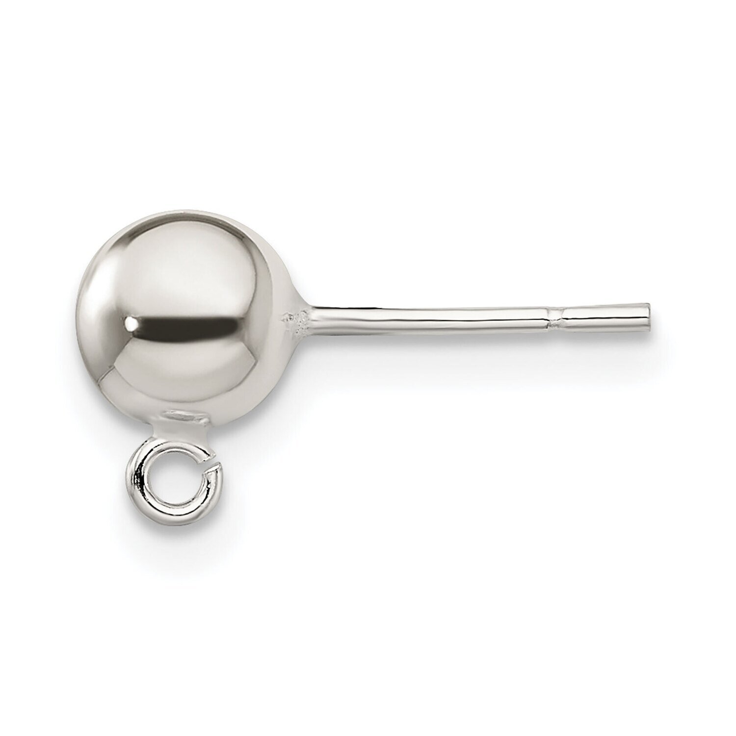 6.0mm Ball with Ring Earring Sterling Silver Polished SS3052