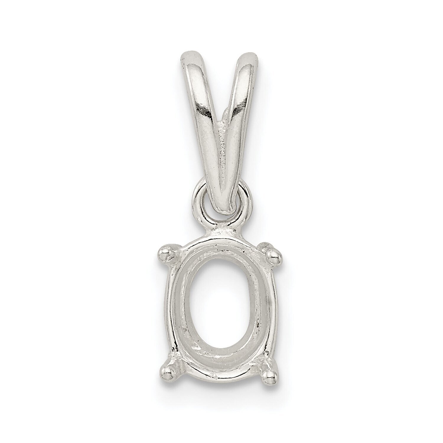 Oval 4-Prong 5 x 3mm Loose Bail Pendant Setting Sterling Silver SS3248, MPN: SS3248,