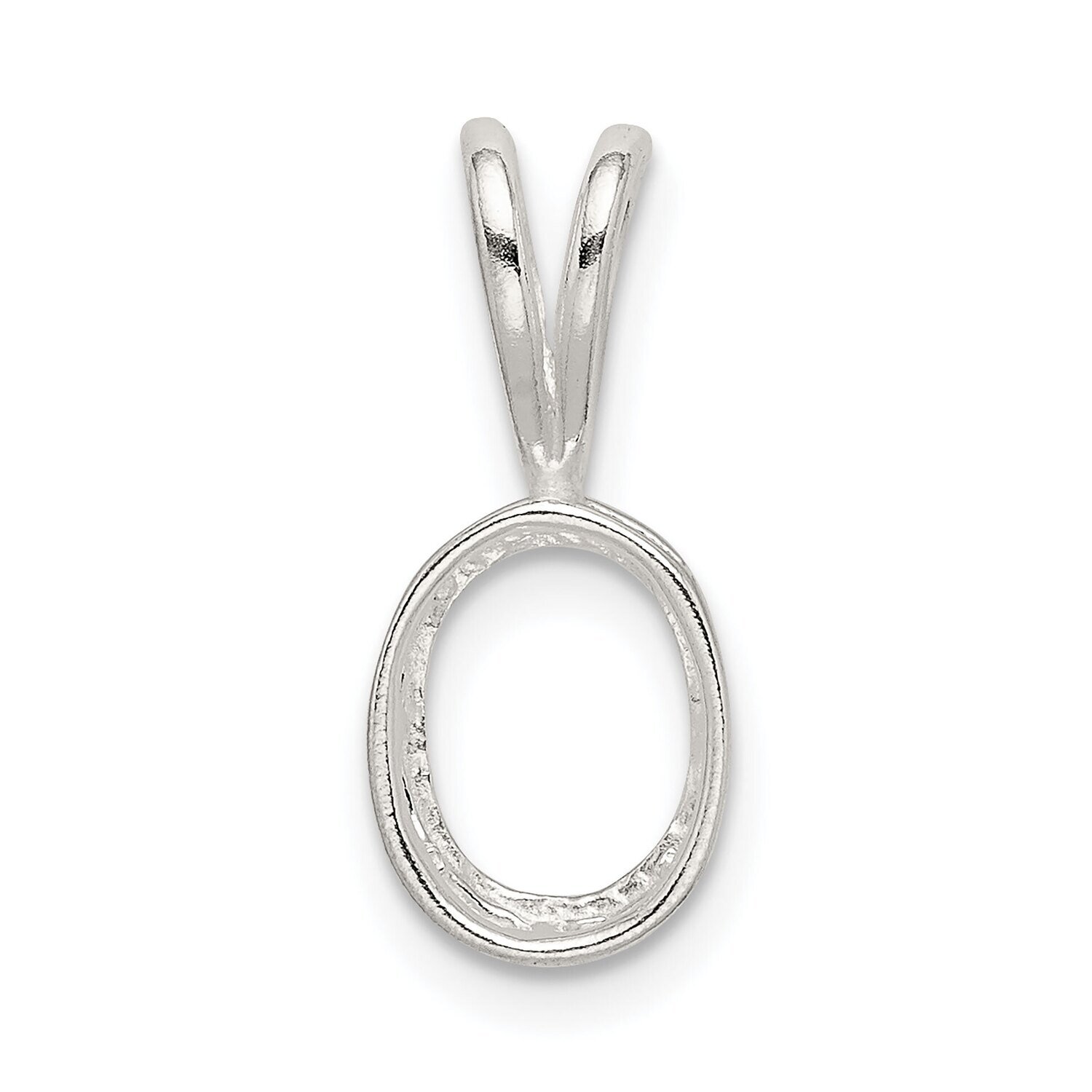 Oval 5 x 3mm Back Set Fixed Bail Pendant Setting Sterling Silver SS3251, MPN: SS3251,