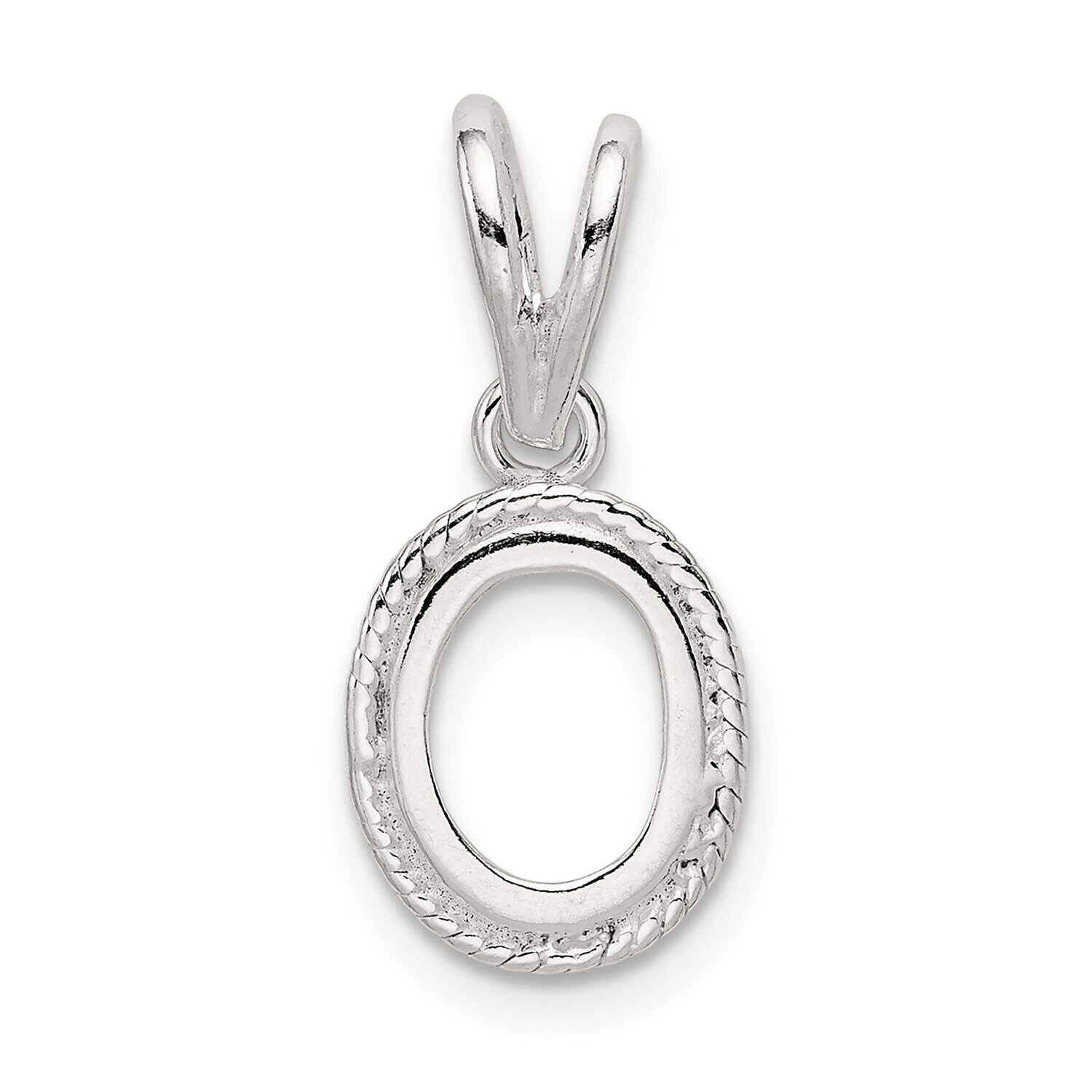 Oval 5 x 3mm Rope Frame Back Set Loose Bail Pendant Setting Sterling Silver SS3254, MPN: SS3254,