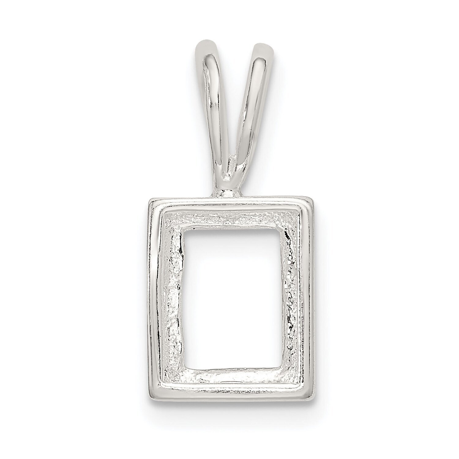 Emerald 5 x 3mm Back Set Fixed Bail Pendant Setting Sterling Silver SS3260, MPN: SS3260,