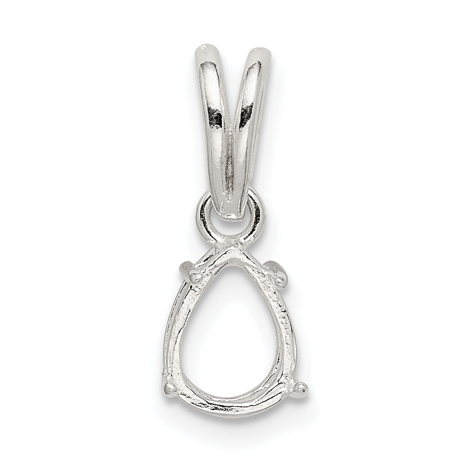 Pear 4-Prong 5 x 2.5mm Loose Bail Pendant Setting Sterling Silver SS3264, MPN: SS3264,