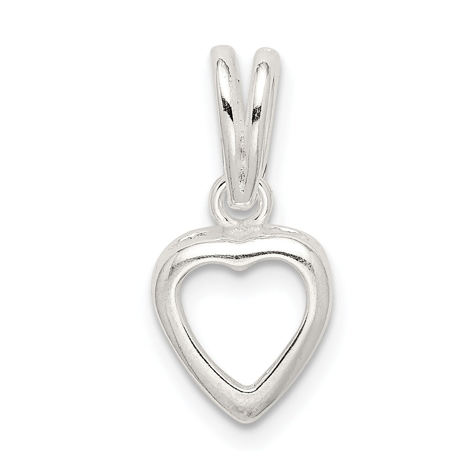Heart 4.0mm Back Loose Bail Pendant Setting Sterling Silver SS3271, MPN: SS3271,