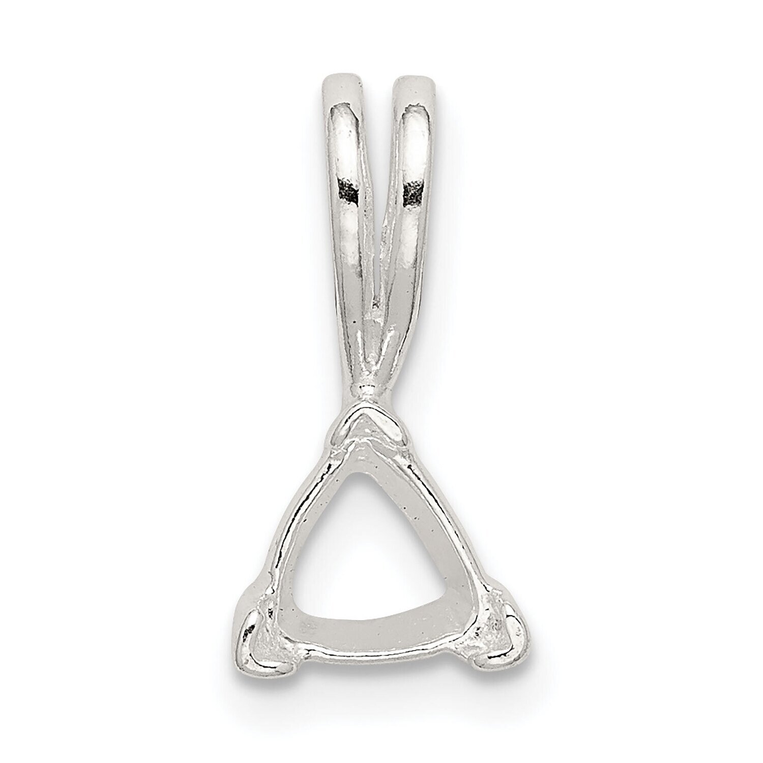 Trillion 4.0mm V-End Fixed Bail Pendant Setting Sterling Silver SS3277, MPN: SS3277,