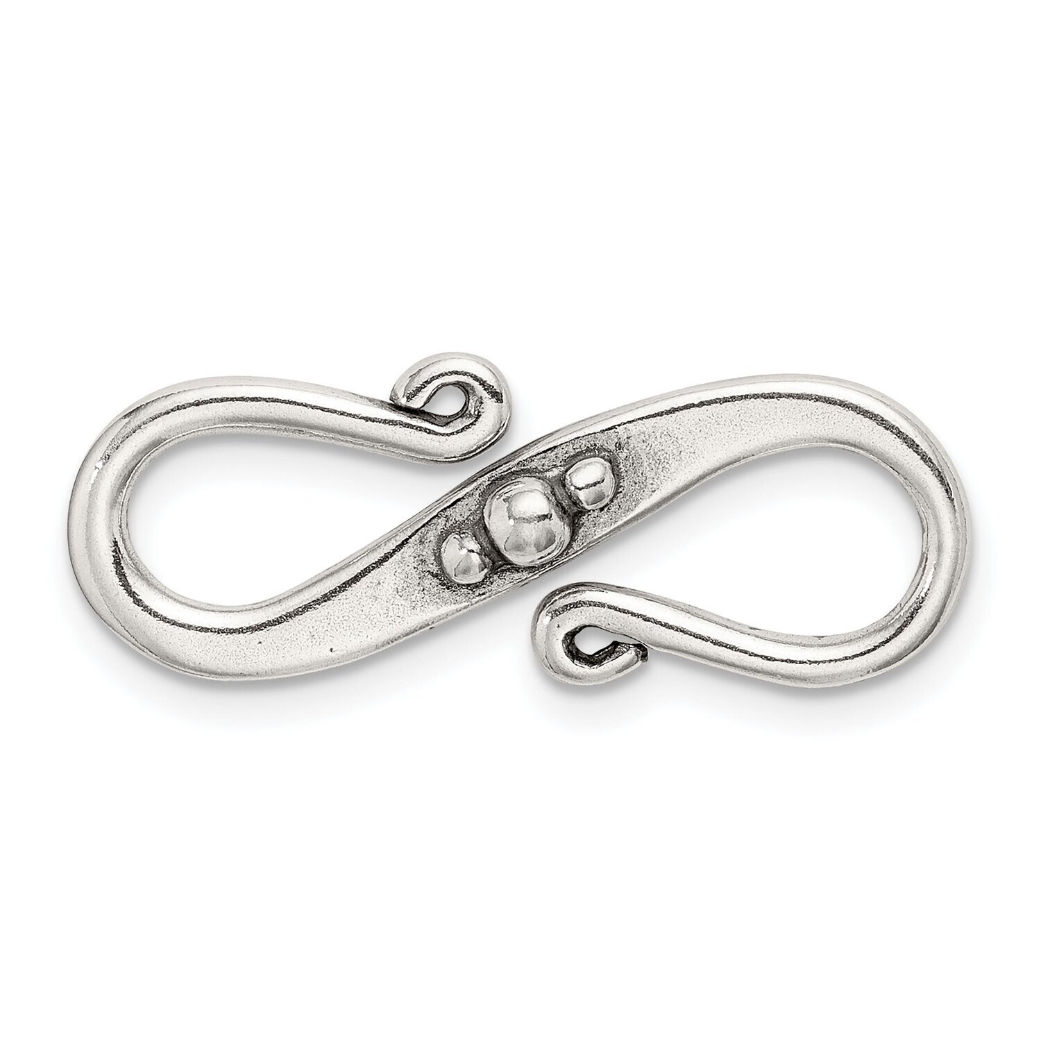 27 x 12.3mm Antiqued S Hook Sterling Silver SS3484