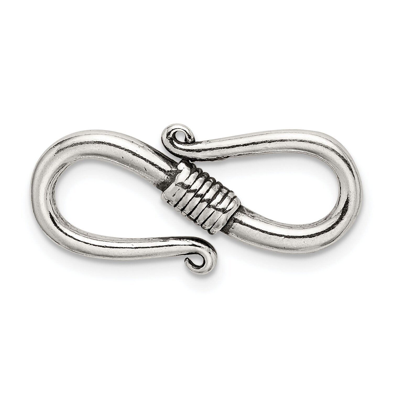 24.3 x 11.2mm Antiqued S Hook Sterling Silver SS3486, MPN: SS3486,