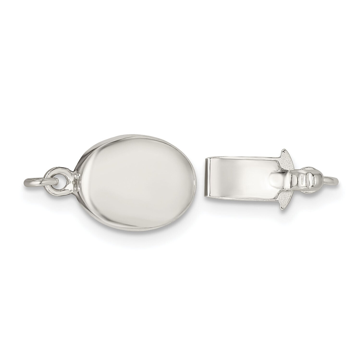 9.8 x 8mm Polished Oval Pearl Bead Clasp Sterling Silver SS3549, MPN: SS3549,