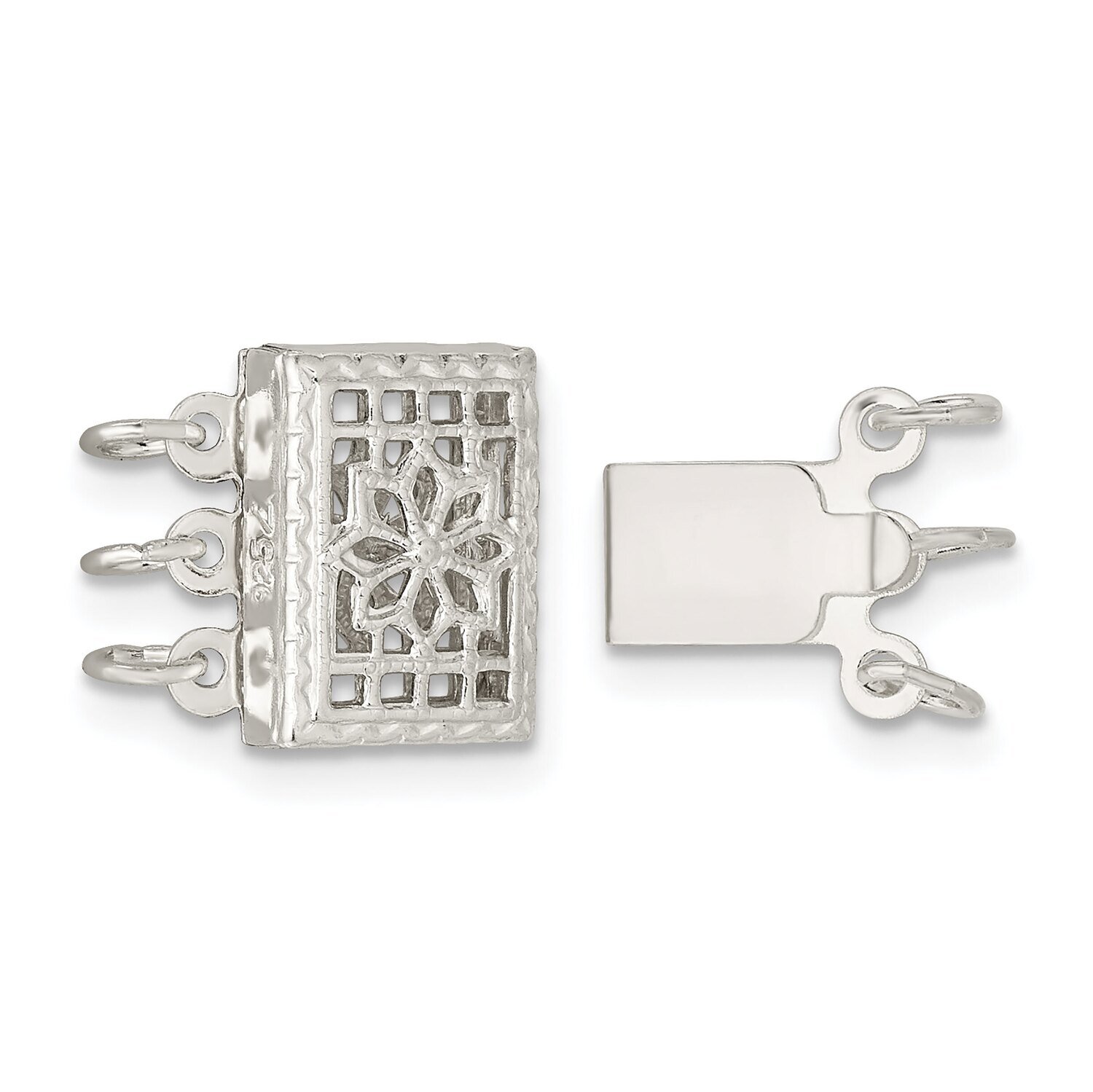 7.4 x 10.5mm 2-Strand Pearl Clasp Sterling Silver SS3562, MPN: SS3562,