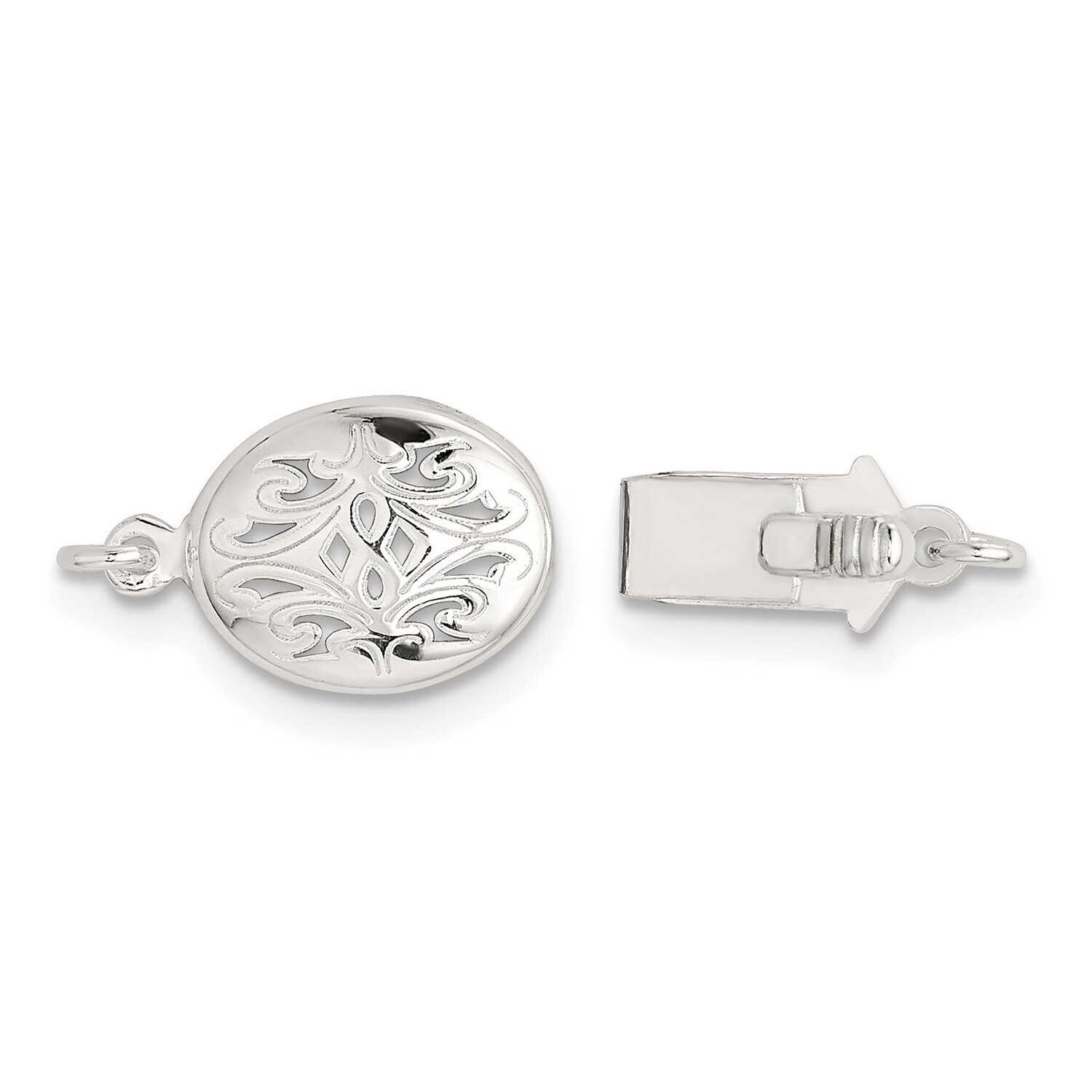 9.9 x 8.0mm Oval with Heart Design Clasp Sterling Silver SS4813, MPN: SS4813,