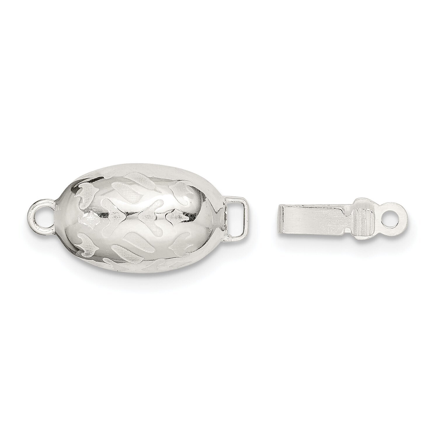 12.4 x 8.9mm Scroll Pattern Oval Pearl/Bead Clasp Sterling Silver SS4821, MPN: SS4821,