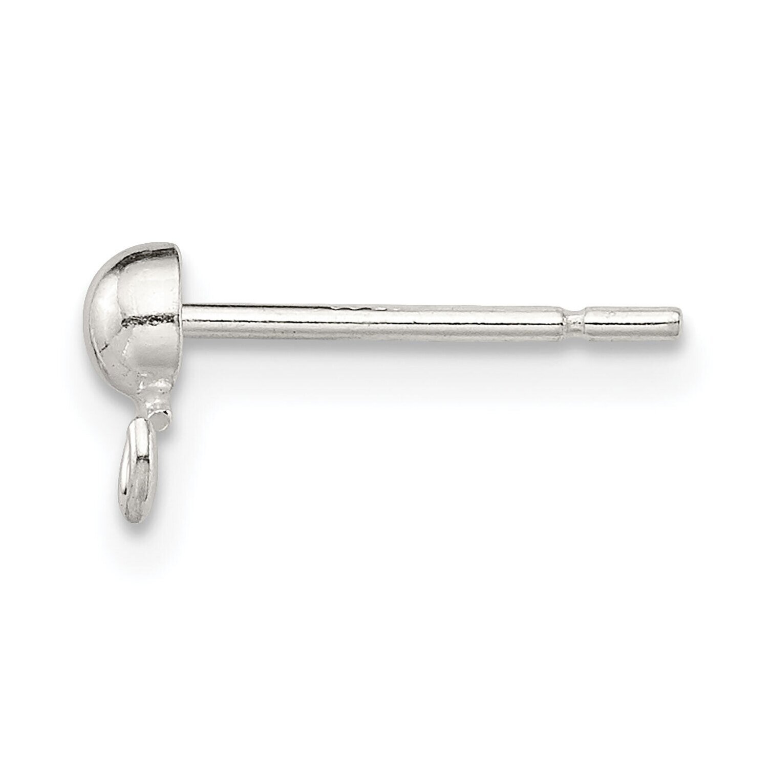 Sm Half Round With Ring Post Earring Sterling Silver Polished SS4909, MPN: SS4909,