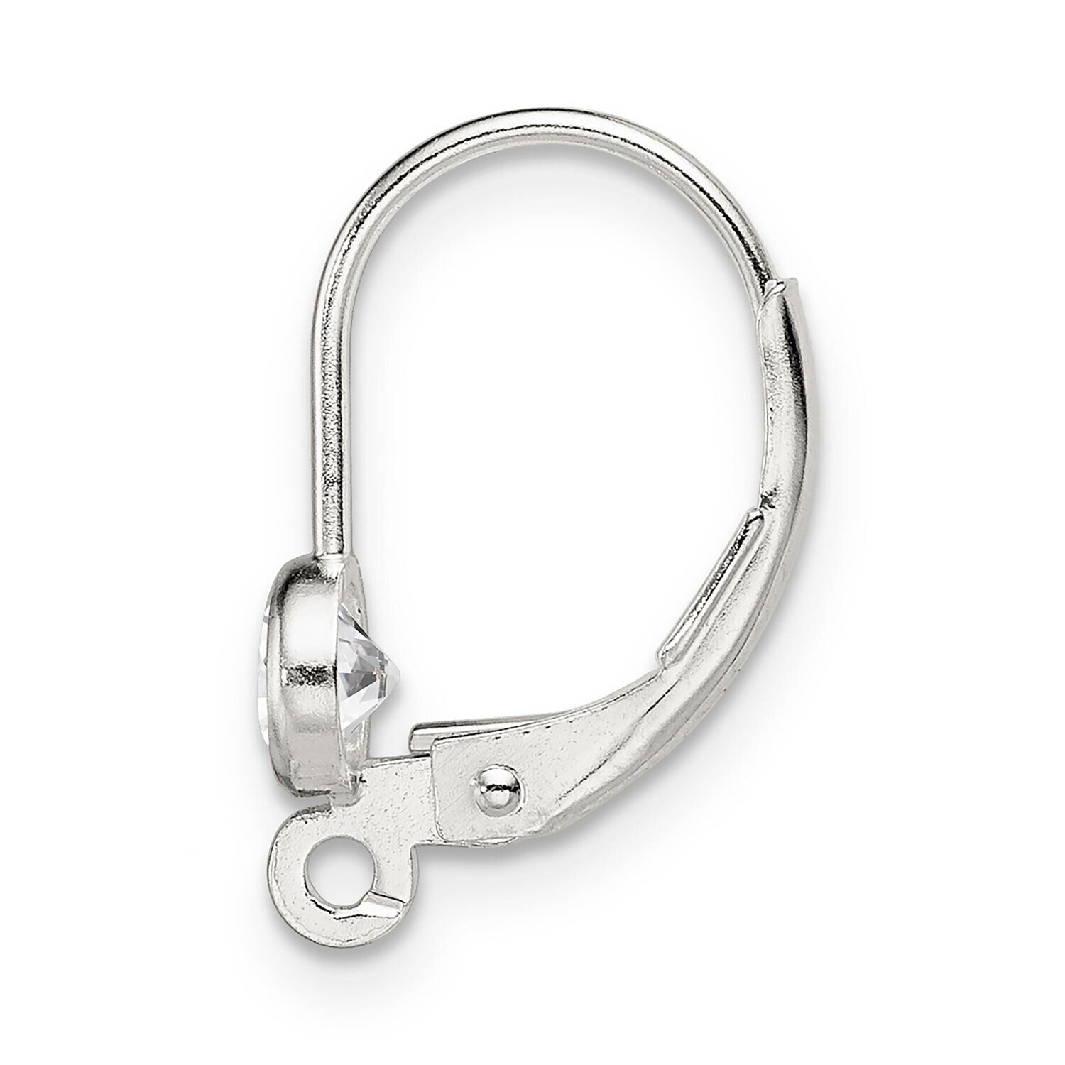 4.0mm CZ Bezel with Ring Leverback Sterling Silver SS4917, MPN: SS4917,