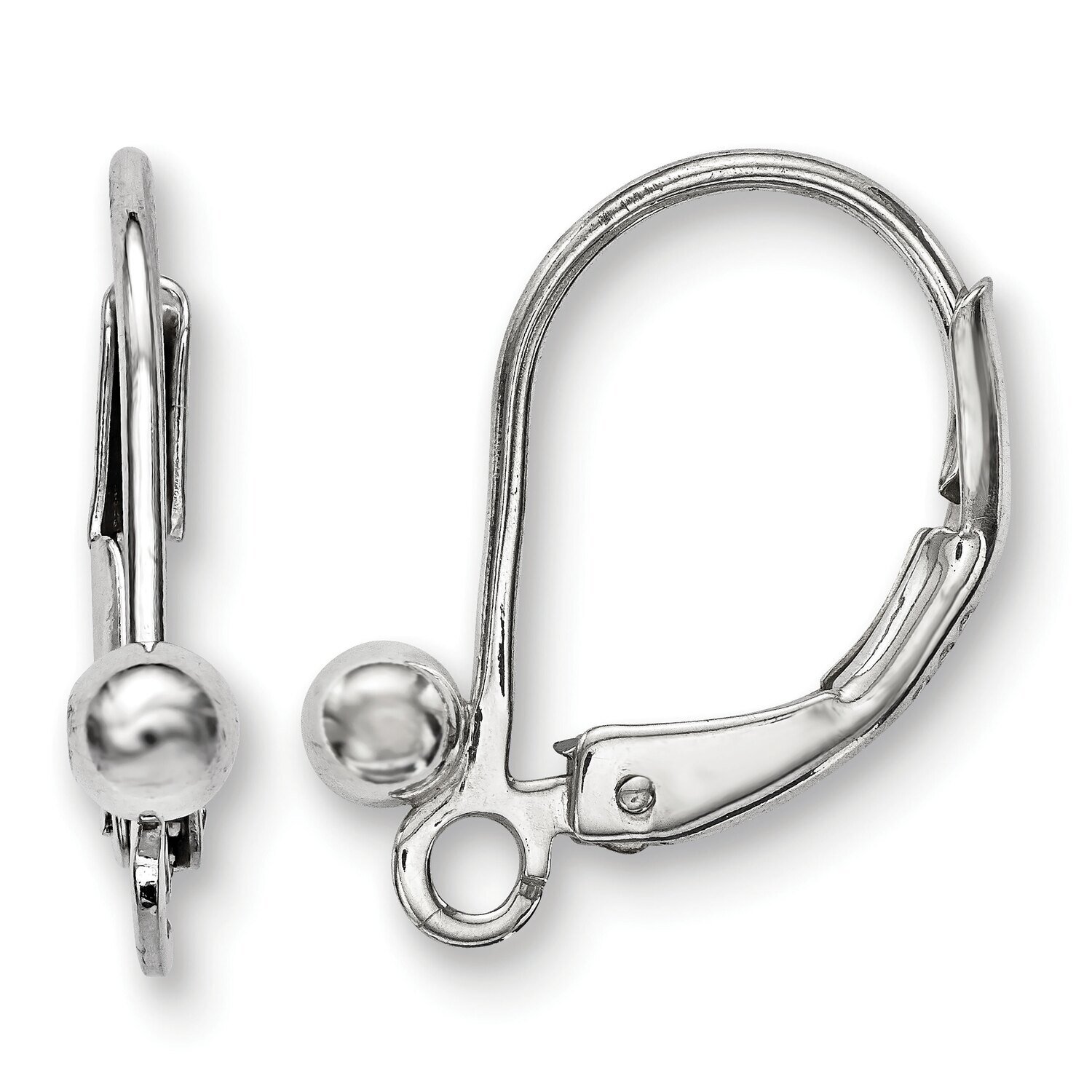 Ball Leverback Earring Component Sterling Silver Polished SS4922