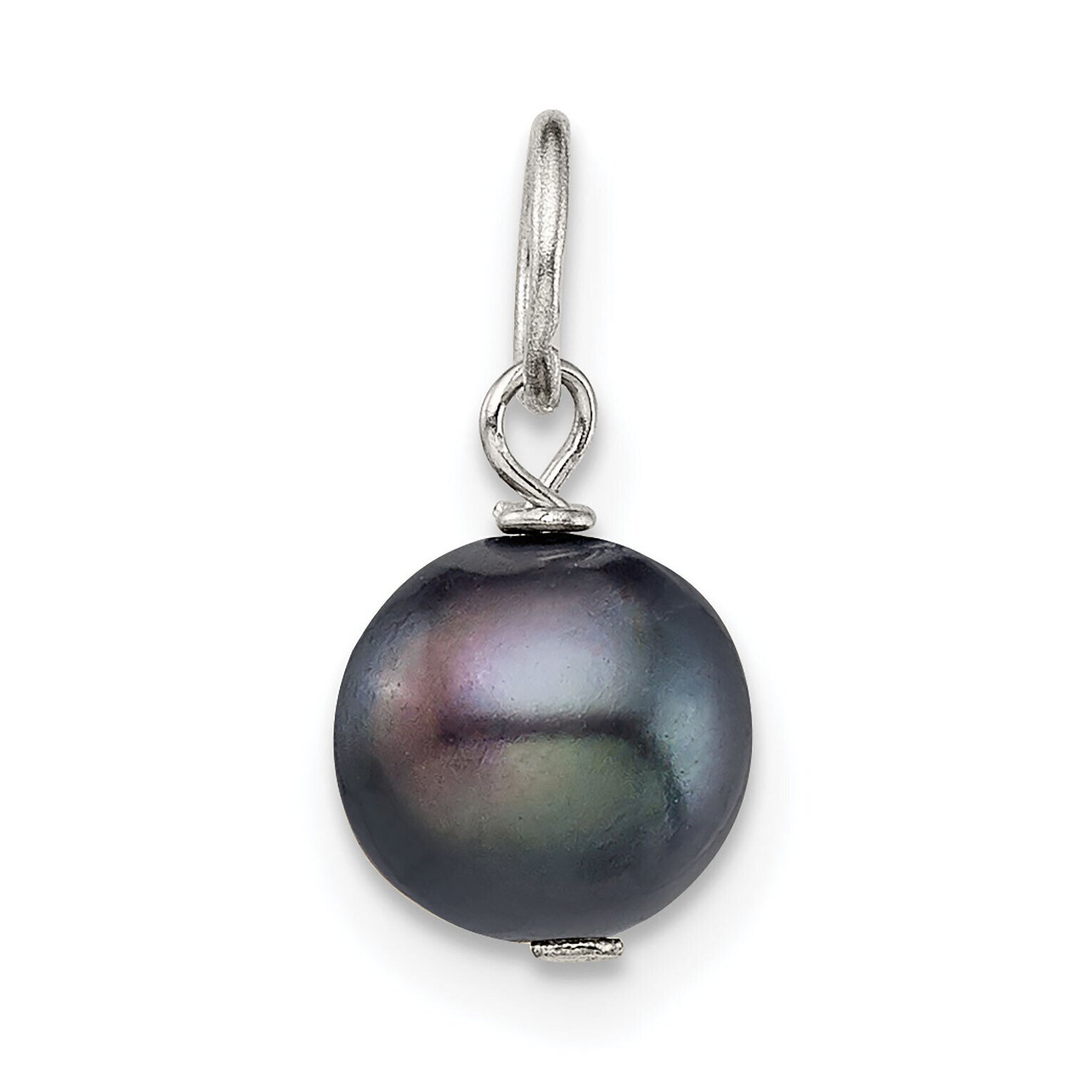 7mm Black Freshwater Cultured Pearl Charm Sterling Silver SS4963B