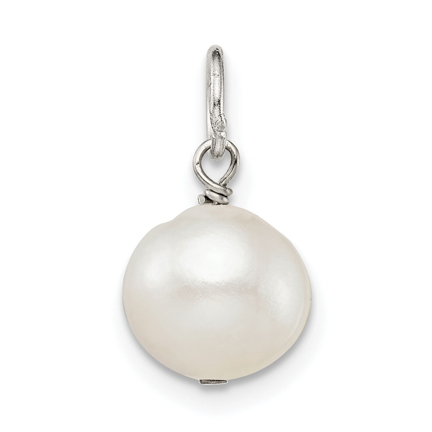 7mm White Freshwater Cultured Pearl Charm Sterling Silver SS4963W