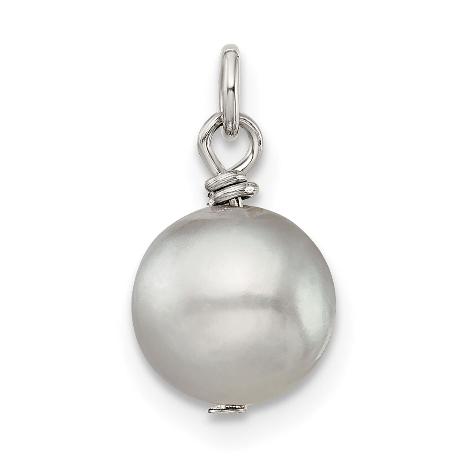8mm Grey Freshwater Cultured Pearl Charm Sterling Silver SS4964G