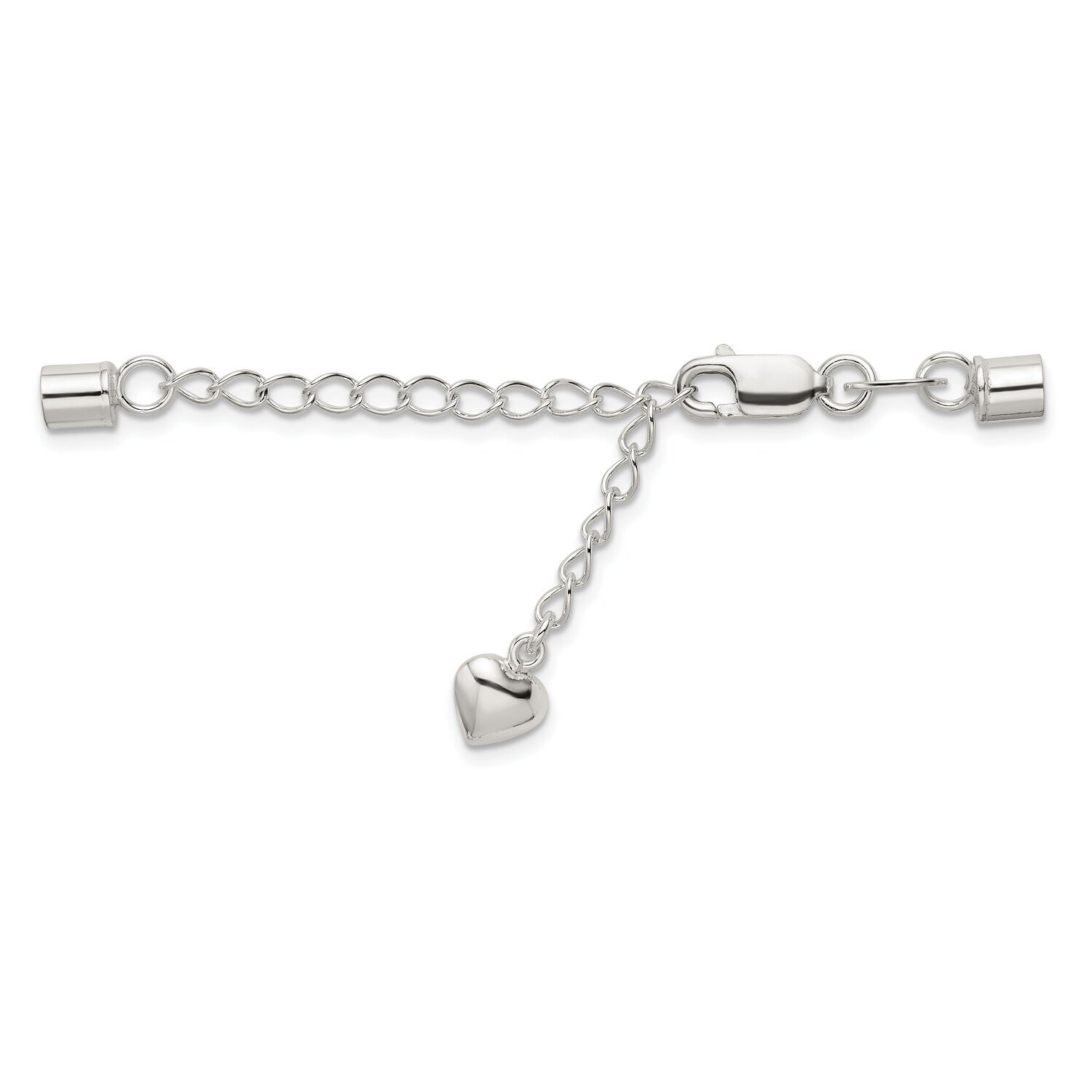 Chain Extender with Heart and Clasp Chain Ends Sterling Silver Polished SS5014