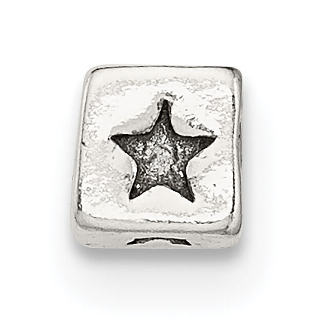 Small Star Block Bead Sterling Silver Polished SS5024, MPN: SS5024,