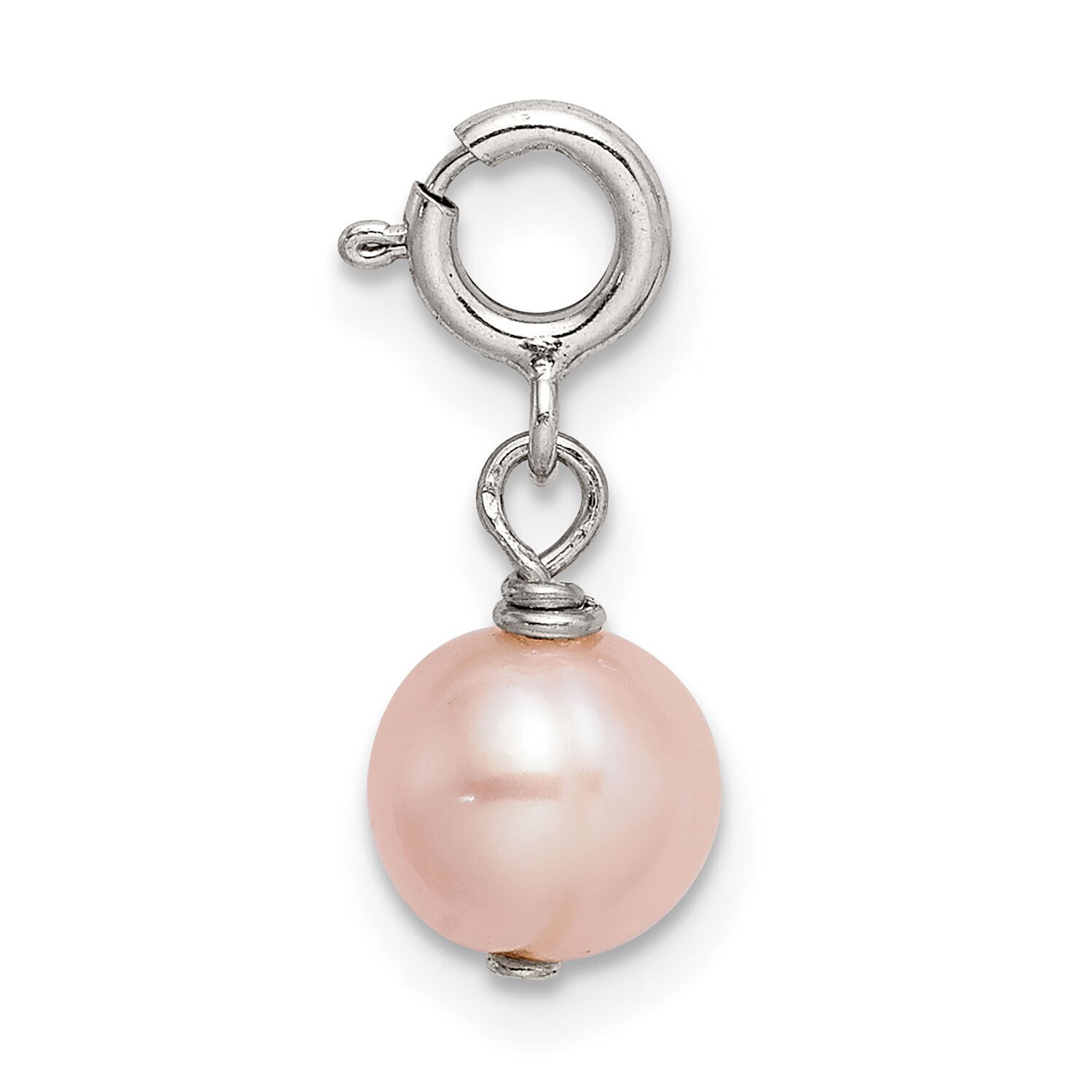 6mm Pink Freshwater Cultured Pearl Springring Charm Sterling Silver SS5037P