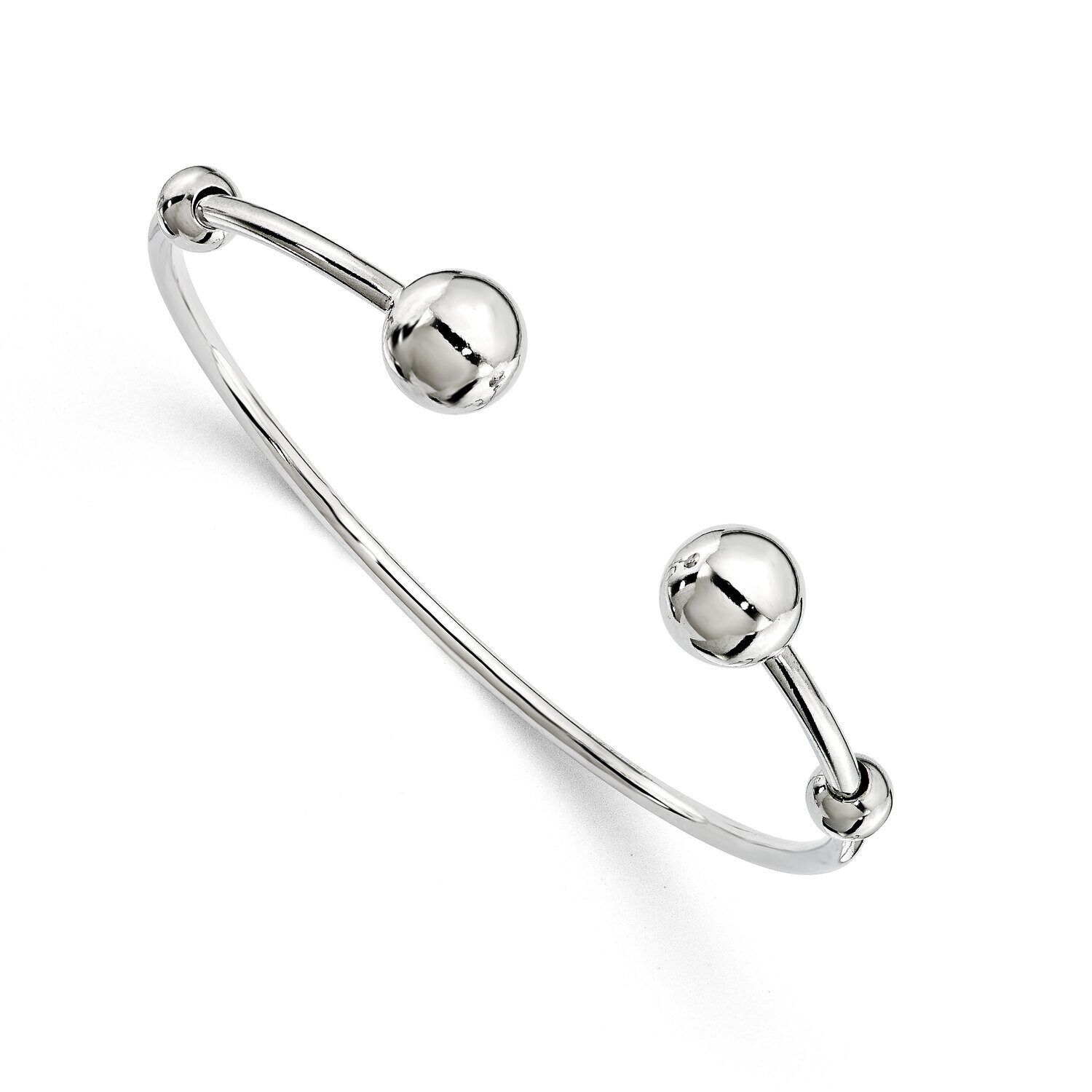 with Bead Stoppers Child Cuff Bangle Sterling Silver Polished SS5047, MPN: SS5047,