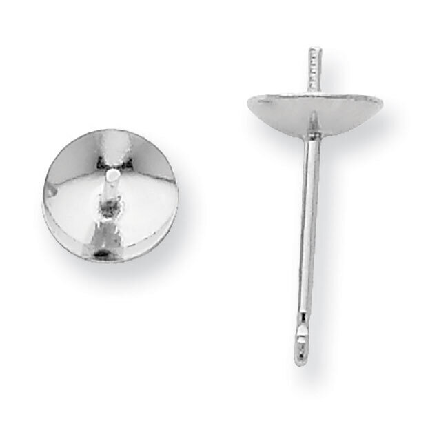 6mm Pearl Cup Post Earring Mounting 14k White Gold WG2657, MPN: WG2657,