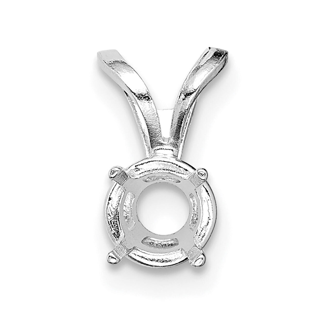 Round 4-Prong Cast Heavy Weight .10ct. Pendant Setting 14k White Gold WG2765
