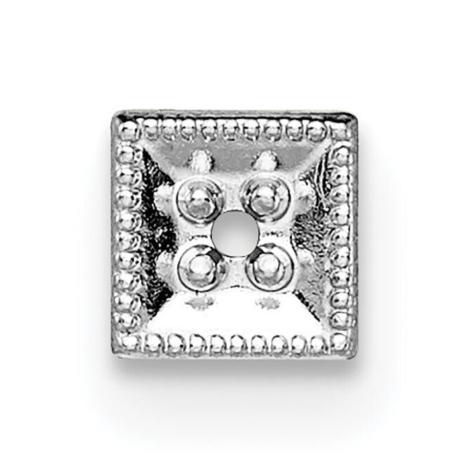 Plate Square Shaped with 2mm Silver Tube .01ct. Setting 14k White Gold WG313