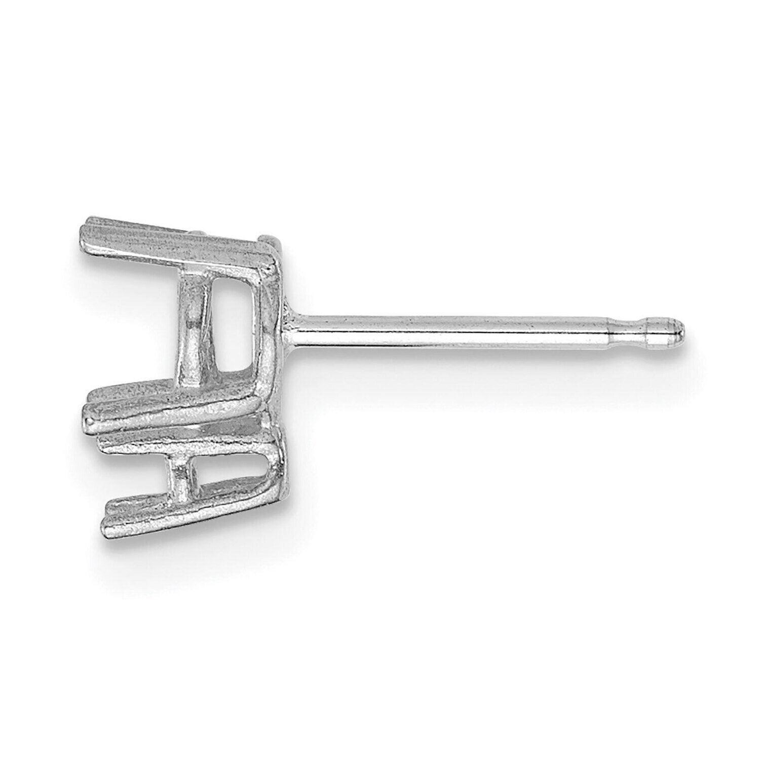Round 4-Prong .05ct. with Diamond Accent Post Earring Mounting 14k White Gold WG338, MPN: WG338,