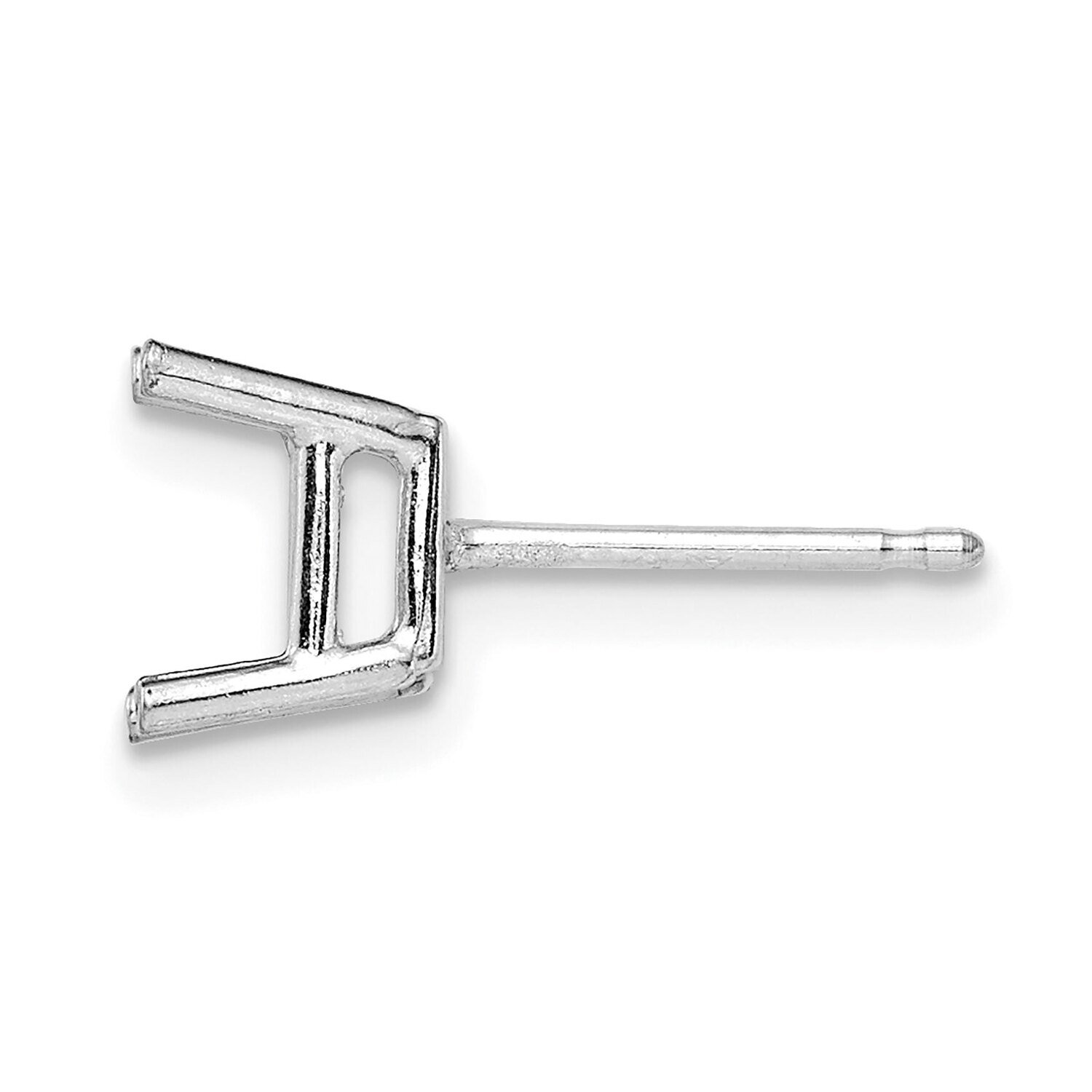Princess 4-Prong 2.0mm Post Earring Mounting 14k White Gold WG372, MPN: WG372,