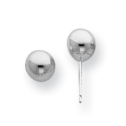 6mm Standard Weight Ball Post Earring Mounting 14k White Gold WG559, MPN: WG559,