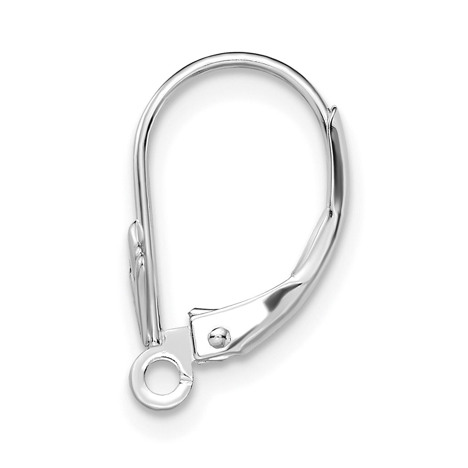 Fancy Leverback with Split Ring Earring Component 14k White Gold WG798, MPN: WG798,